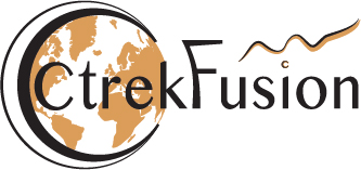 Logo CtrekFusion noir et sable, avec le dessin d'une planète dans la lettre C